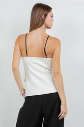 Contrast + Soft Woven Combo Button Down Vest Top